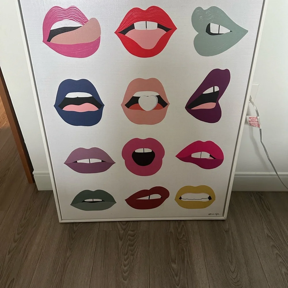 Colorful, chic, wall art on canvas. 30 in h x 24 in w. Like new.